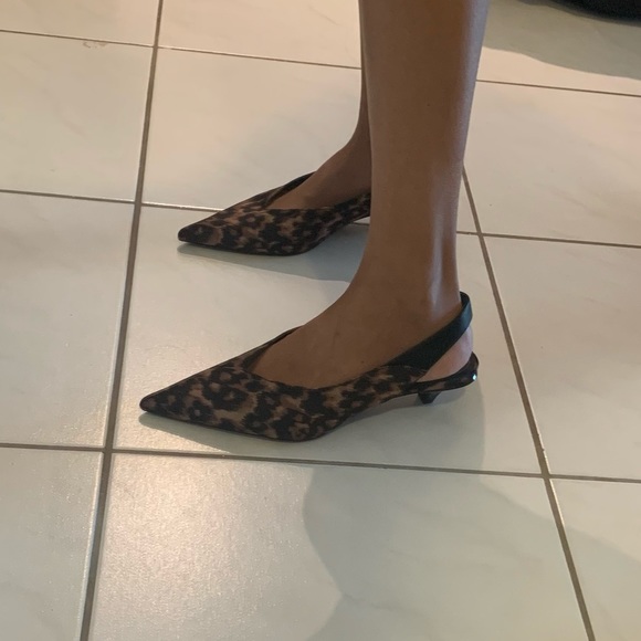 Zara satin leopard print kitten heel - size 38 - Picture 3 of 5